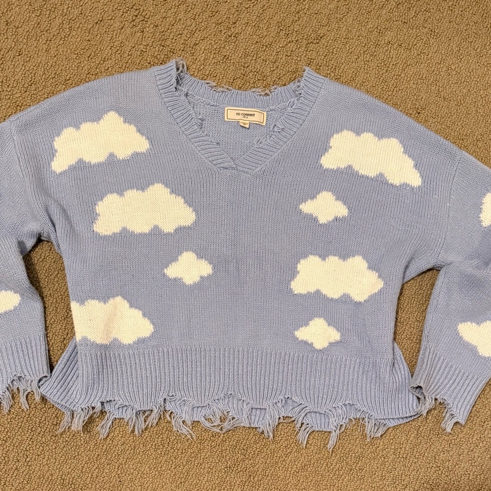 Cloud Pattern Blue Sweater